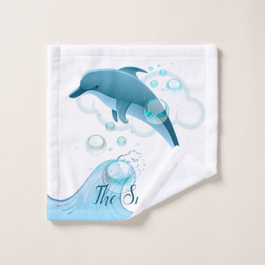 Happy Jumping Dolphin met bubbels Bad Handdoek (Wasdoekje)