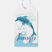 Happy Jumping Dolphin met bubbels Cadeaulabel (Voorkant)