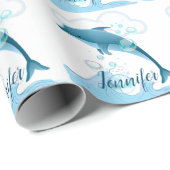 Happy Jumping Dolphin met bubbels Cadeaupapier (Rol Hoek)