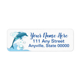 Happy Jumping Dolphin met bubbels Etiket