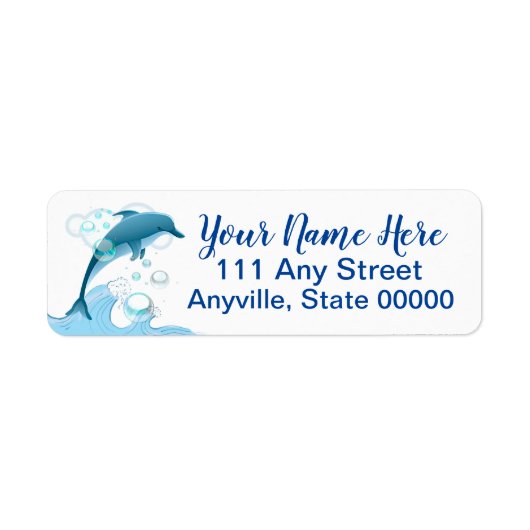 Happy Jumping Dolphin met bubbels Etiket (Voorkant)