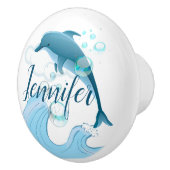 Happy Jumping Dolphin met bubbels Keramische Knop (Rechts)