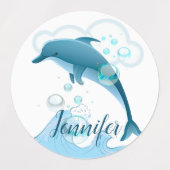 Happy Jumping Dolphin met bubbels Labels (Design 1)