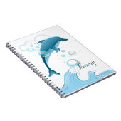 Happy Jumping Dolphin met bubbels Notitieboek (Rechterzijde)