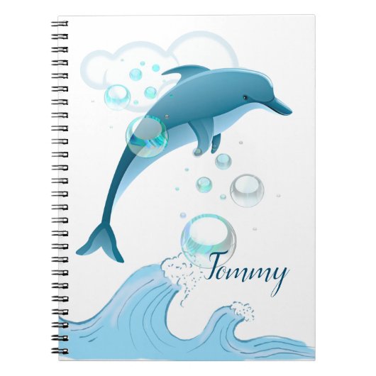Happy Jumping Dolphin met bubbels Notitieboek (Voorkant)