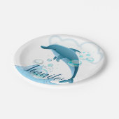 Happy Jumping Dolphin met bubbels Papieren Bordje (Gekanteld)