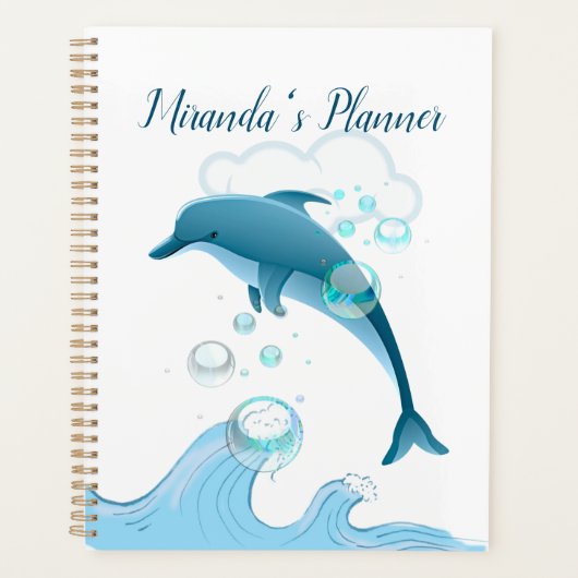 Happy Jumping Dolphin met bubbels Planner (Voorkant)