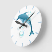 Happy Jumping Dolphin met bubbels Ronde Klok (Hoek)