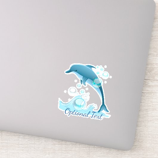 Happy Jumping Dolphin met bubbels Sticker (Detail)