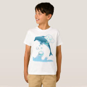 Happy Jumping Dolphin met bubbels T-shirt (Voorkant volledig)