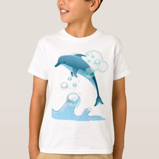 Happy Jumping Dolphin met bubbels T-shirt (Voorkant)