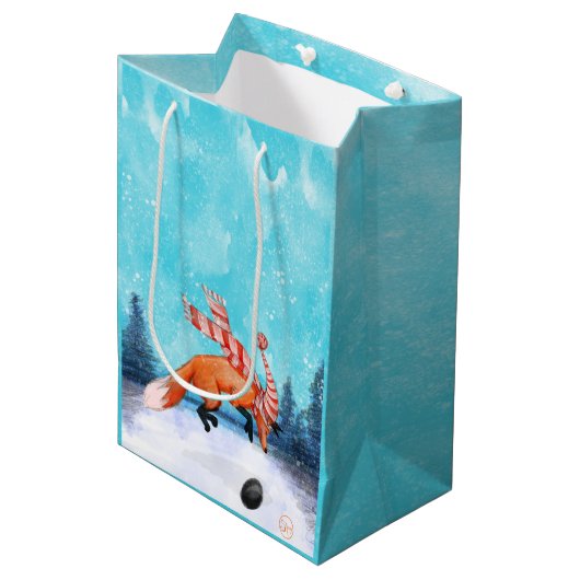 Happy Jumping Fox Gift Bag Medium Cadeauzakje (Voorkant Gekanteld)