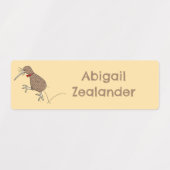 Happy jumping kiwi vogel cartoon gepersonaliseerd labels (Design 2)