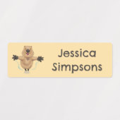 Happy jumping quokka cartoon gepersonaliseerd labels (Design 2)