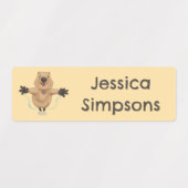 Happy jumping quokka cartoon gepersonaliseerd labels (Design 1)