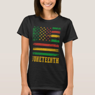 Happy Jun1865 American Flag Melanin Black T-shirt