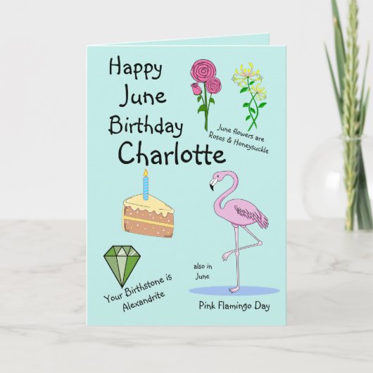 Happy June Birthday Gevouwen Wenskaart Kaart (Voorkant)