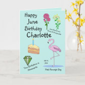 Happy June Birthday Gevouwen Wenskaart Kaart (Gele Bloem)