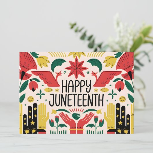 Happy Juneteenth 2025 Kleurrijke Vrijheidsdag Save The Date (Staand voorkant)