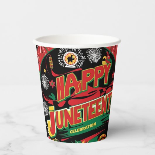 Happy Juneteenth 8oz Cups Papieren Bekers (Voorkant)