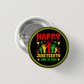 Happy Juneteenth Black Red Green Yellow Hands B Ronde Button 3,2 Cm (Voorkant /achterkant)