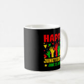 Happy Juneteenth Black Red Green Yellow Hands Koffiemok (Voorkant rechts)