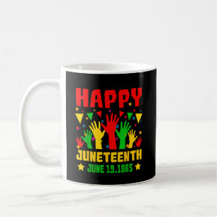 Happy Juneteenth Black Red Green Yellow Hands Koffiemok