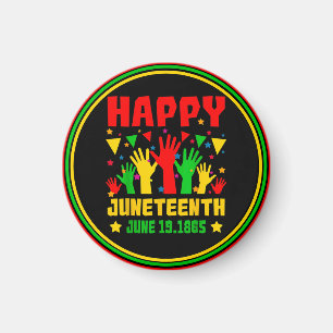 Happy Juneteenth Black Red Green Yellow Hands Magneet