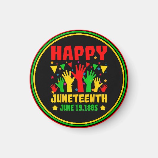 Happy Juneteenth Black Red Green Yellow Hands Magneet (Voorkant)