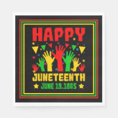 Happy Juneteenth Black Red Green Yellow Hands Pap Servet (Voorkant)