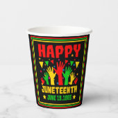 Happy Juneteenth Black Red Green Yellow Hands Papieren Bekers (Achterkant)