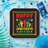 Happy Juneteenth Black Red Green Yellow Hands Papieren Bordje (Feest)