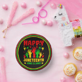 Happy Juneteenth Black Red Green Yellow Hands Papieren Kommen (Feest)