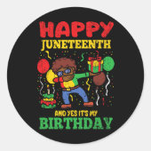 Happy Juneteenth en ja, het is mijn verjaardag BLM Ronde Sticker (Voorkant)