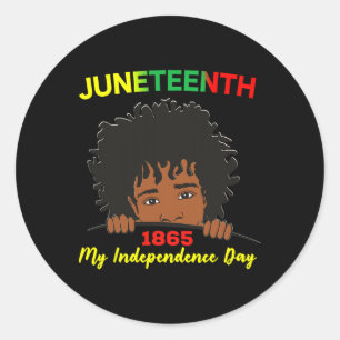 Happy Juneteenth Independence Teen Youth Afro Locs Ronde Sticker