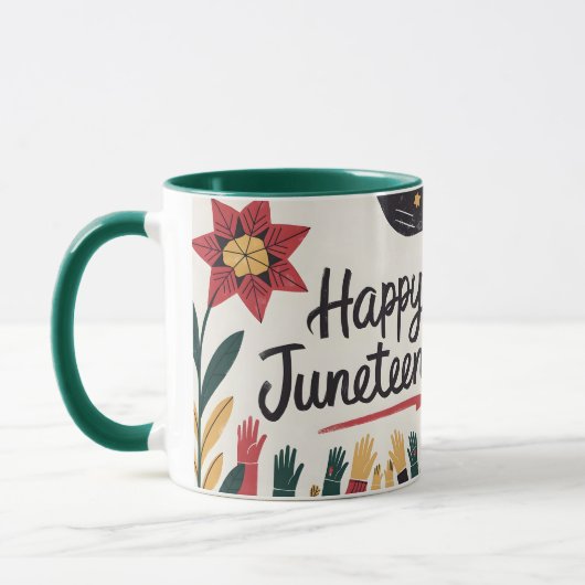Happy Juneteenth Kleurrijke Vrijheidsdag Design Mok (Links)