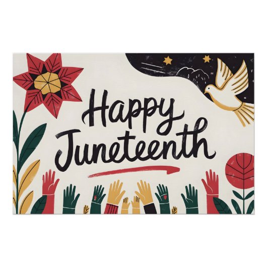 Happy Juneteenth Kleurrijke Vrijheidsdag Design Perfect Poster (Voorkant)