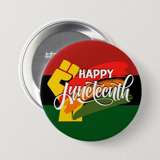 HAPPY JUNETEENTH Pan African Ronde Button 7,6 Cm (Voorkant /achterkant)