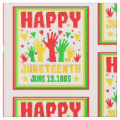 Happy Juneteenth Red Green Yellow Hands Stof (Close Up)