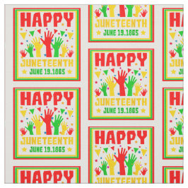 Happy Juneteenth Red Green Yellow Hands Stof