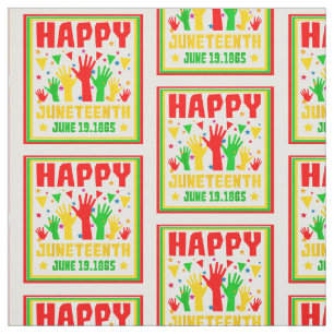 Happy Juneteenth Red Green Yellow Hands Stof