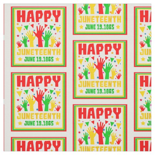 Happy Juneteenth Red Green Yellow Hands Stof (Swatch)