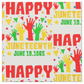 Happy Juneteenth Red Green Yellow Hands Stof (Close Up)