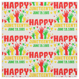 Happy Juneteenth Red Green Yellow Hands Stof