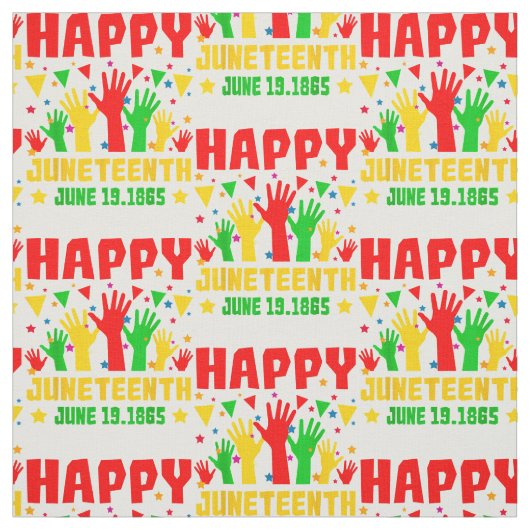 Happy Juneteenth Red Green Yellow Hands Stof (Swatch)