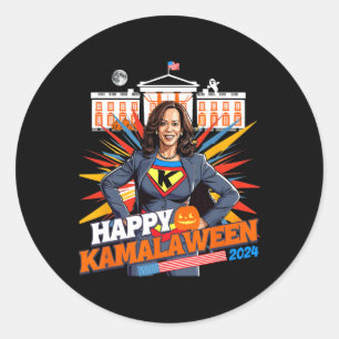 Happy Kamalaween Kamala Harris Halloween Cat Ladie Ronde Sticker