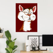 Happy Kat Face Poster (Thuiskantoor)