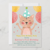 Happy Kat First Birthday Invitations (Voorkant)