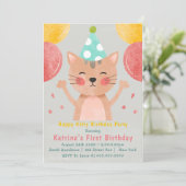 Happy Kat First Birthday Invitations (Staand voorkant)