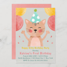 Happy Kat First Birthday Invitations